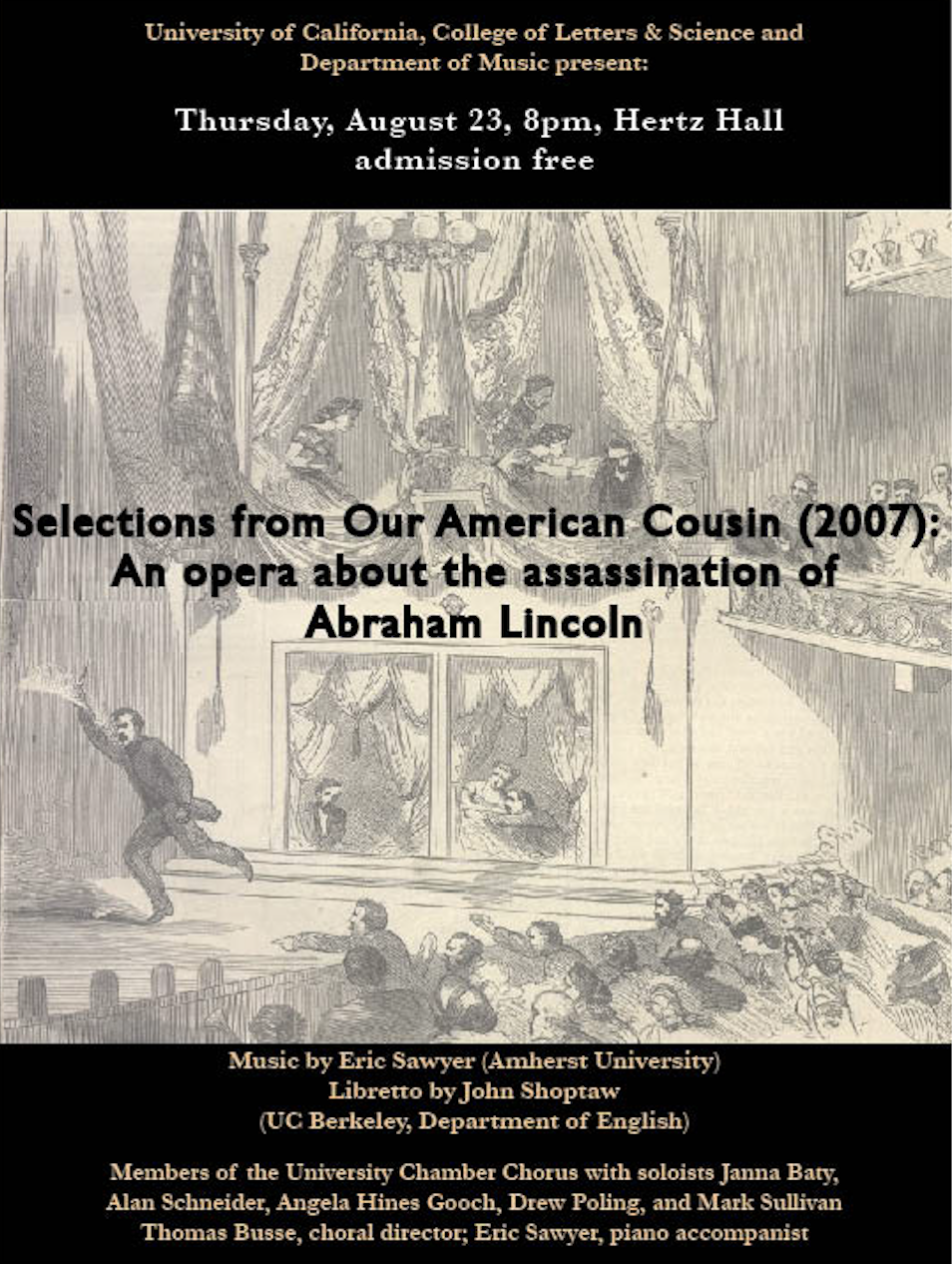 Poster for Selections from Our American Cousin event