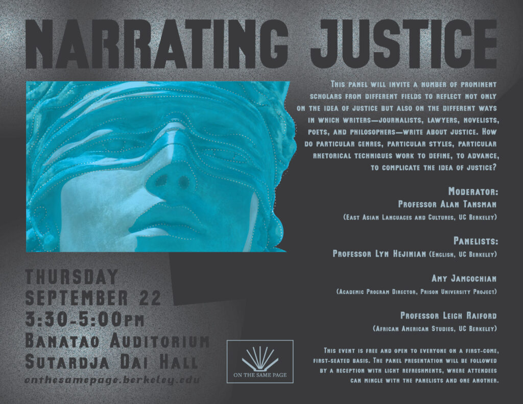 Poster for Narrating Justice event