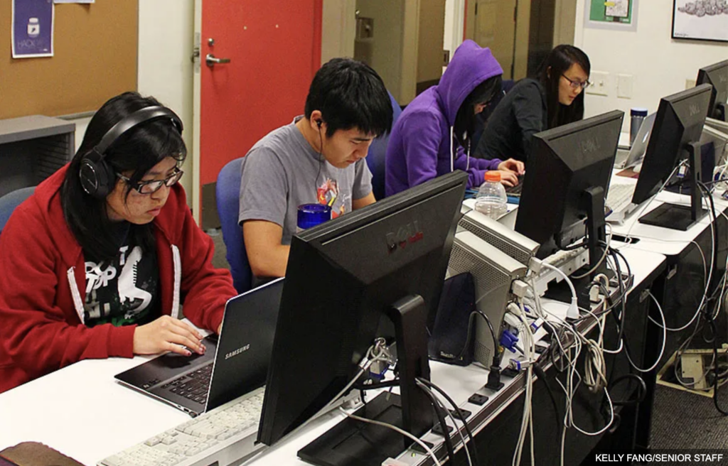 Students in front of computers