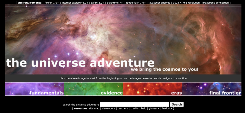 The Universe Adventure website