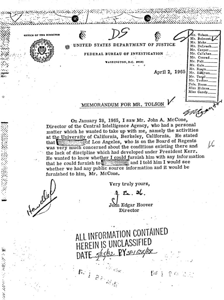 FBI memorandum. Handout from Robby Cohen
